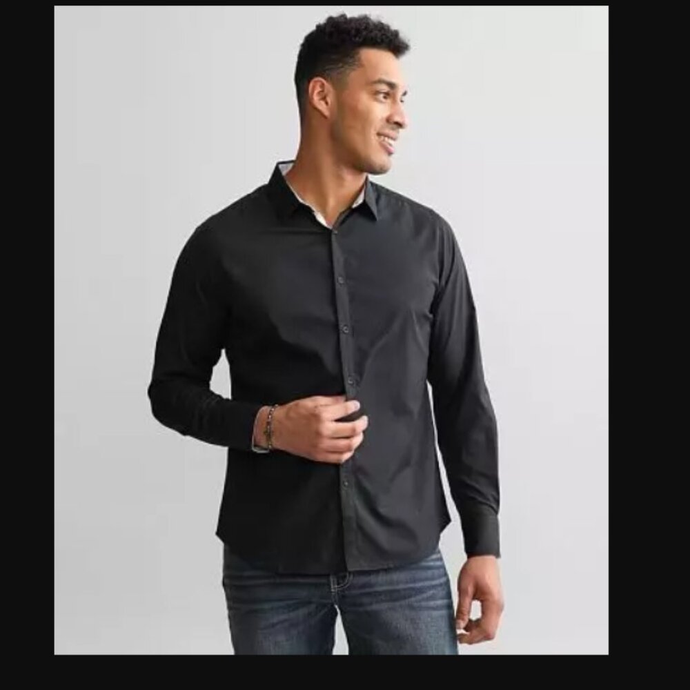 J.B. Holt Tonal Athletic Stretch Shirt in Black | Size XL
